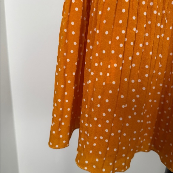 Mustard Polka Dot Pleated Midi Skirt | Elastic Waist | Size XL | New - Picture 4 of 4